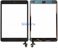 Сенсорное стекло (тачскрин) для iPad Mini / Mini 2 с кнопкой HOME и контроллером, черное