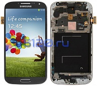 Дисплей для Samsung Galaxy S4 (GT-I9500) в сборе с тачскрином и рамкой, черный AA