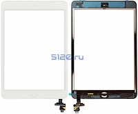 Сенсорное стекло (тачскрин) для iPad Mini / Mini 2 с кнопкой HOME и контроллером, белое